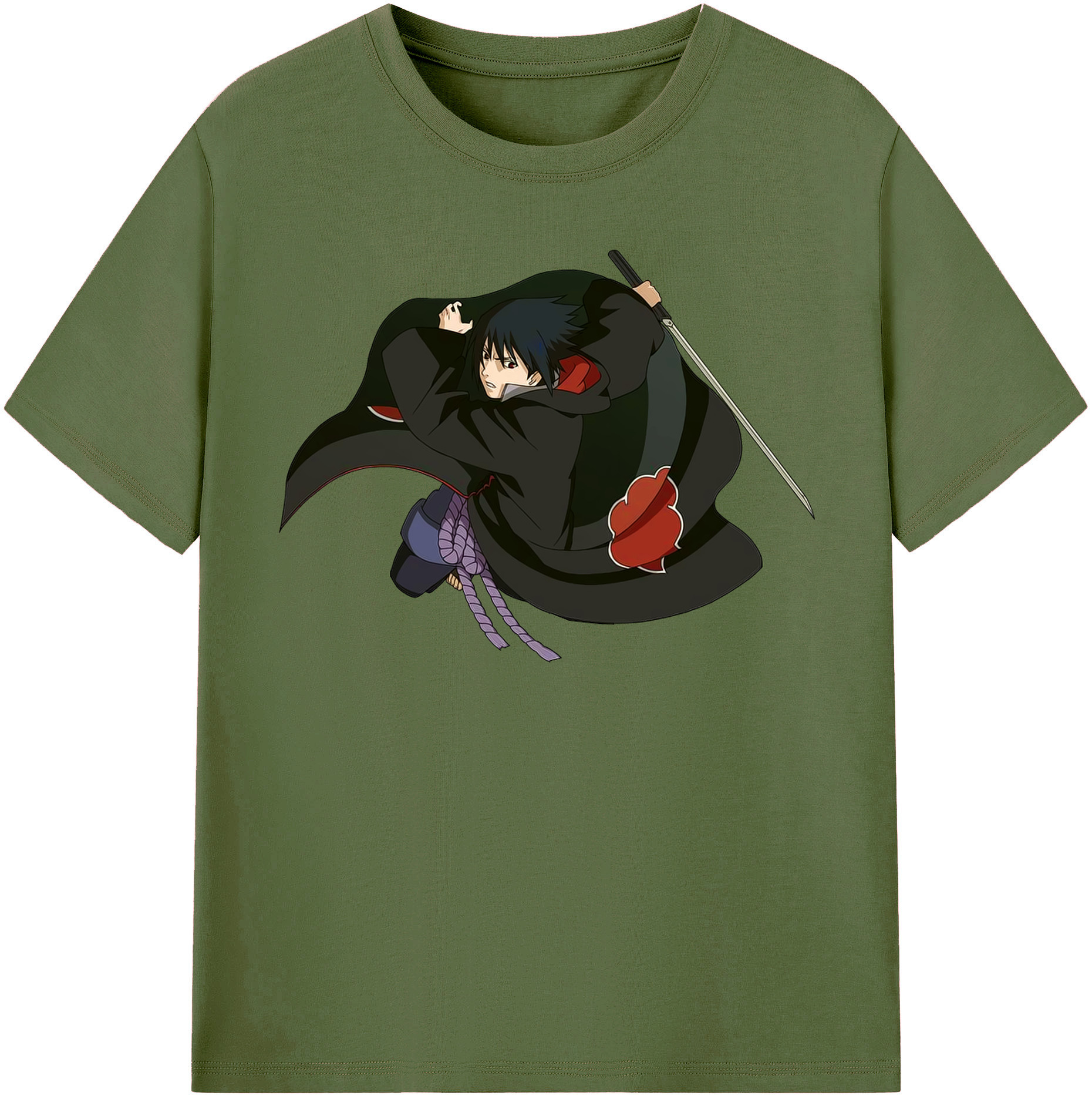 （画像用） NARUTO -ナルト- うちは サスケ Uchiha Sasuke 綿100％半袖Tシャツ（フロントプリント）